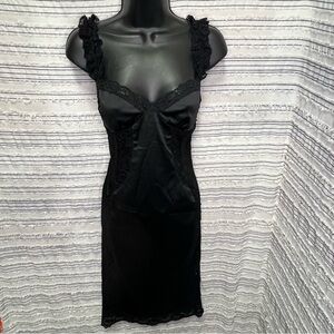 SOLD Ya Los Angeles Black Satin Lace Slip Dress | Gothic Coquette Lingerie Core